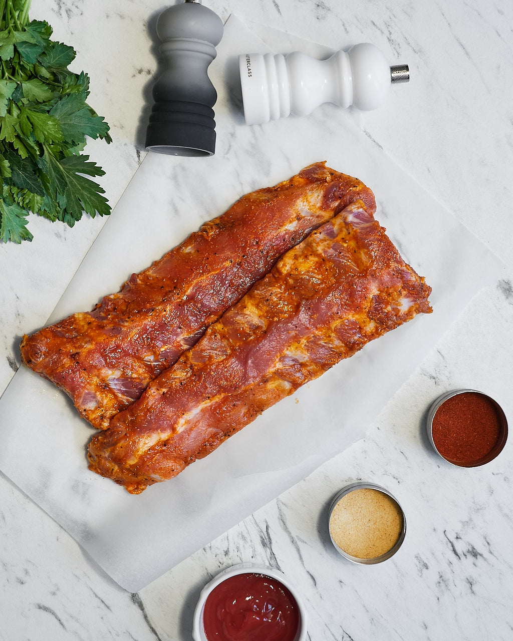FRESH  MARINATED MAPLE BOURBON PORK BACK RIBS (2LB)